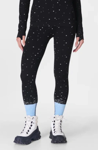 Sweaty Betty Snowflake Jacquard Base Layer Leggings In Blue