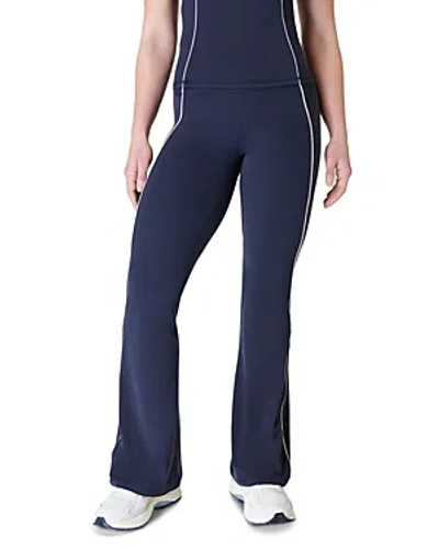 Sweaty Betty Soft Sculpt Flared Pull On Trousers In Navy Blue