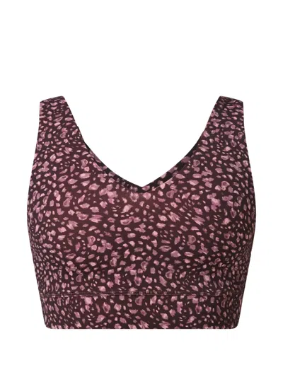 Sweaty Betty Soft-dot Print V-neck Sports Bra In Brown