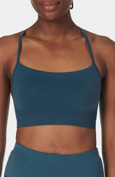 Sweaty Betty Spirit Restored Racerback Sports Bra In Subdued Blue