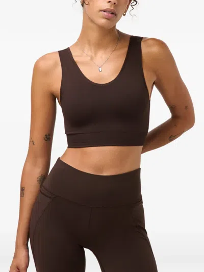 Sweaty Betty Stamina Ribbed-knit Performance Top In Brown
