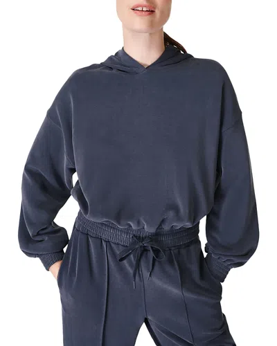 Sweaty Betty Summer Sand Wash Crop Hoodie In Navy Blue