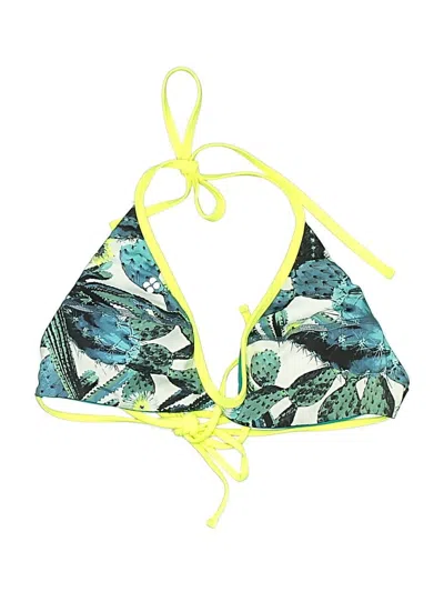 Pre-owned Sweaty Betty Swimsuit Top Green Tropical Pattern Swimwear