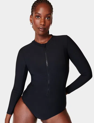Sweaty Betty Tidal Xtra Life Long Sleeve Swimsuit In Black