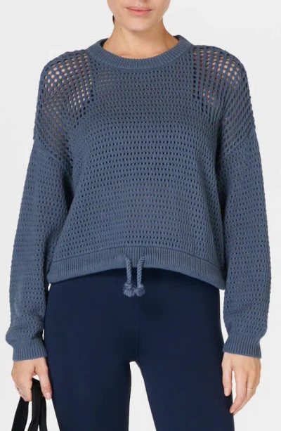 Sweaty Betty Tides Open Stitch Pullover In Endless Blue