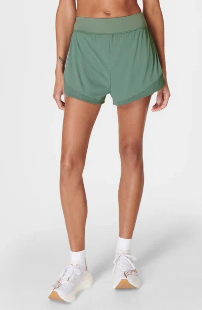 Sweaty Betty Training Day Shorts In Cool Forest Green