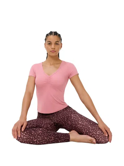 Sweaty Betty Ultimate Ruched V-neck T-shirt In Pink