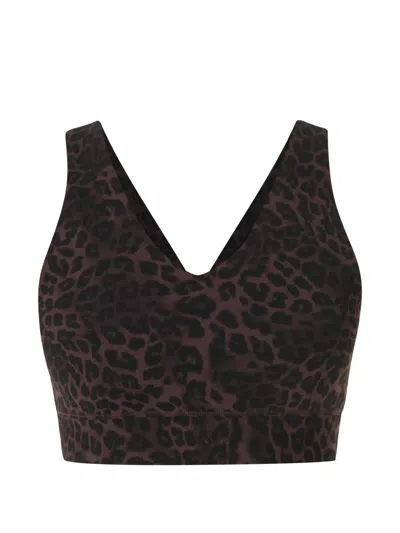 Sweaty Betty Ultimate Studio Yoga Voop Leopard-print Sports Bra In Brown
