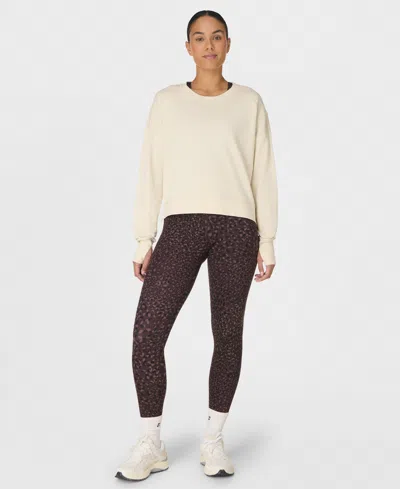 Sweaty Betty Women's After Class Crop Crewneck Sweatshirt In Brown