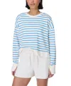 Sweaty Betty Womens After Class Crop Cotton And Modal-blend Sweatshirt Tidal Blue Stripe Xs In Tidal Blue Stripe