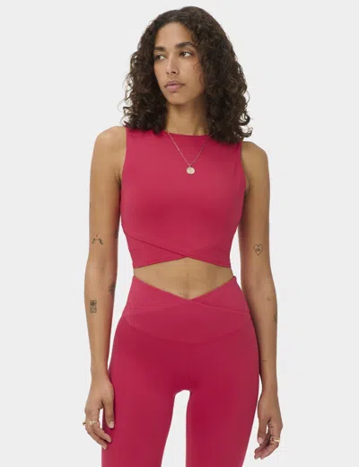 Sweaty Betty All Day Cropped Wrap Tank Crimson Red