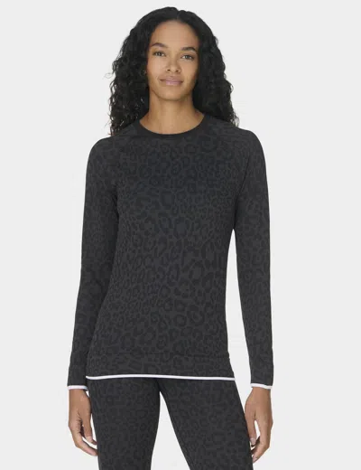 Sweaty Betty Women's Animal Crew Neck Base Layer Top In Gray