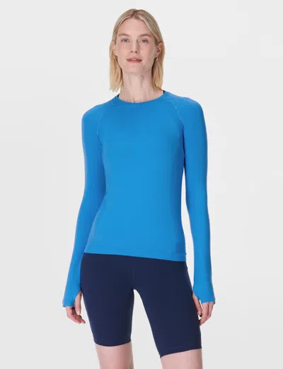 Sweaty Betty Women's Athlete Seamless Gym Long Sleeve Top In Blue