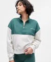 Sweaty Betty Womens Revive Logo-print Half-zip Cropped Stretch-jersey Sweatshirt Gladgreen Colourbloc In Glade Green