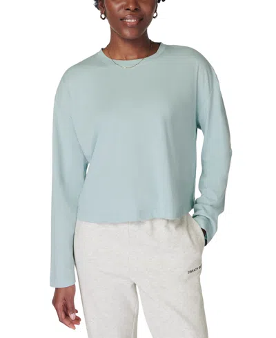 Sweaty Betty Women's Essential Crop Long-sleeve T-shirt In Muted Teal Blue