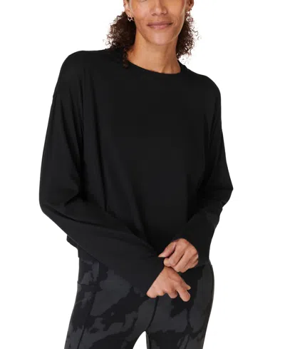 Sweaty Betty Women's Essential Cropped Long-sleeve Tee In Black