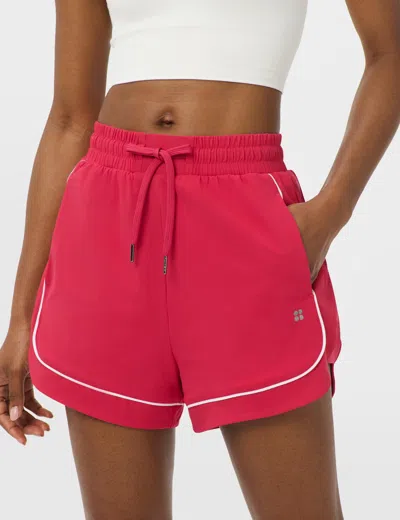 Sweaty Betty Explorer Track Piped Shorts In Red