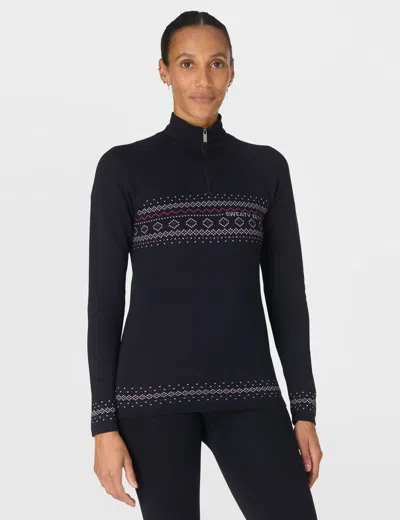 Sweaty Betty Women's Fairisle Novelty Half Zip Base Layer In Black