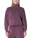 Sweaty Betty Sand Wash Funnel Neck Half Zip Sweatshirt In Midnight Cherry Purple