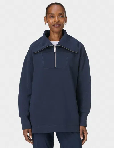 Sweaty Betty Women's Peaceful Rib Half Zip Sweatshirt In Blue