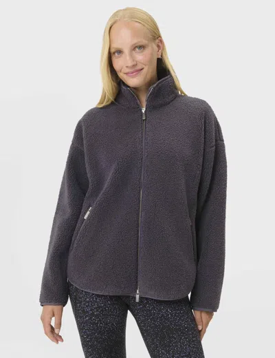 Sweaty Betty New Plush Fleece Zip Jacket In Gray