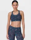 Sweaty Betty Womens Power Medium-support Stretch-woven Sports Bra Blue Aurora Print Xxs In Blue