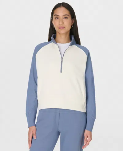 Sweaty Betty Women's Revive Half-zip Color-block Sweatshirt In Luxe Blue