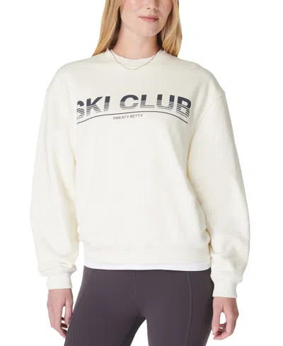 Sweaty Betty Women's Ski Club Graphic Print Sweatshirt In Studio White