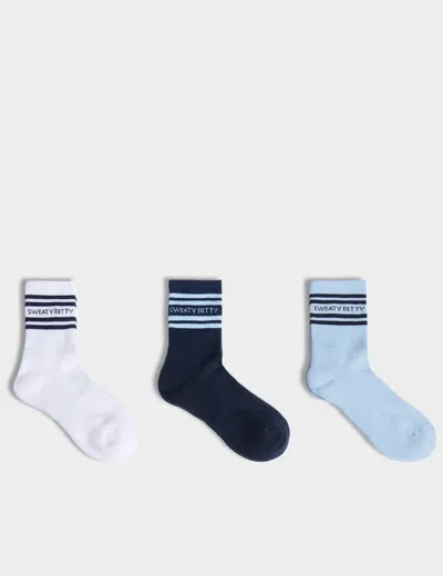 Sweaty Betty Women's Varsity Slogan Socks 3 Pack In Blue