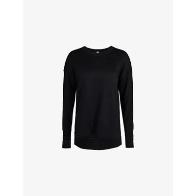Sweaty Betty Womens Black After Class Relaxed-fit Cotton-blend Jumper