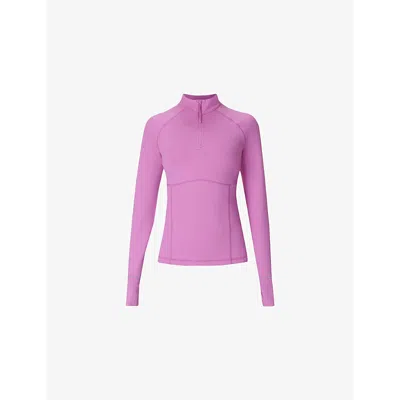 Sweaty Betty Womens Pro Run Half-zip Stretch-woven Jacket Allium Pink Xl