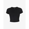 Sweaty Betty Womens Black All Day Cropped Jersey T-shirt Xl In Black