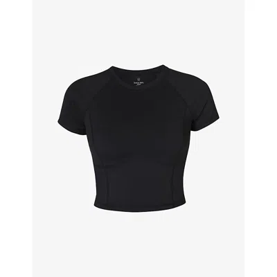 Sweaty Betty Womens Black All Day Cropped Jersey T-shirt Xl