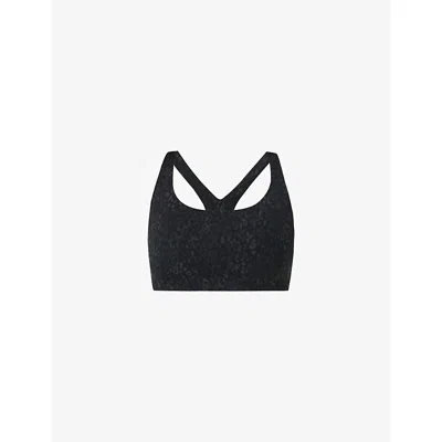 Sweaty Betty Womens Black Panther Print Ultimate Studio Racerback Sports Bra