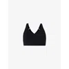 Sweaty Betty Womens Power Pulse V-neck Stretch-woven Sports Bra Black In Black