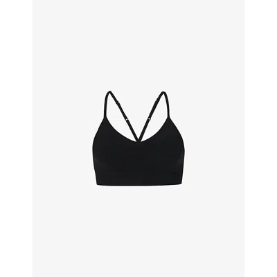 Sweaty Betty Womens  Soft Ribbed Racerback Stretch-woven Bra In Black