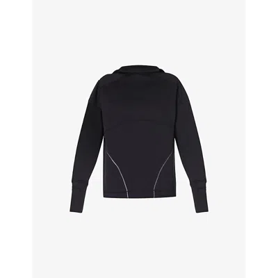Sweaty Betty Womens Tempo Train Reflective-seam Stretch-woven Hoody Black