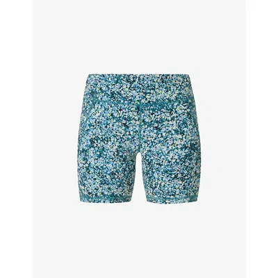 Sweaty Betty Womens Blue Meadow Print Power 6' Cycling Shorts Xs