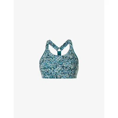 Sweaty Betty Womens Blue Meadow Print Power Medium Support Sports Bra Xl