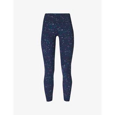 Sweaty Betty Womens Power 7/8 High-rise Stretch-woven Leggings Blue Stipple Print Xs