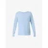 Sweaty Betty Womens Breeze Blue After Class Cross-back Cotton-jersey Sweatshirt