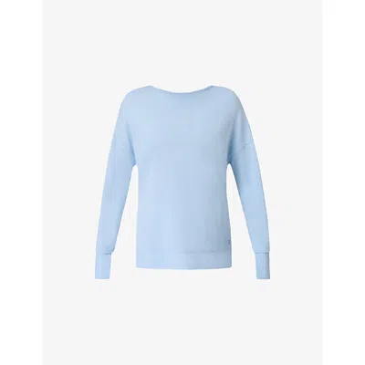 Sweaty Betty Womens Breeze Blue After Class Cross-back Cotton-jersey Sweatshirt