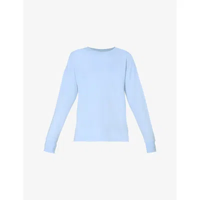 Sweaty Betty Womens Breeze Blue After Class Longline Cotton-blend Sweatshirt Xs