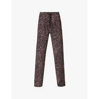 Sweaty Betty Womens Brown Wild Leopard Explorer 30in Leopard-print Wide-leg Stretch-woven Trousers Xxs