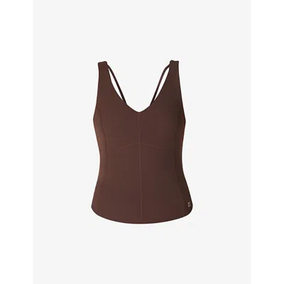 Sweaty Betty Womens  Super Soft Sculpting Stretch-woven Tank Top In Cacao Brown