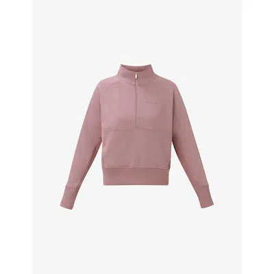 Sweaty Betty Womens Duskberrypurple Revive Rib Mix Half-zip Cotton-jersey Sweatshirt Xs