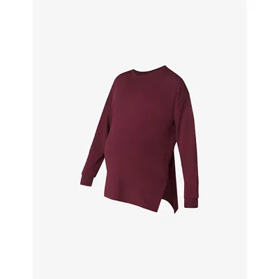 Sweaty Betty Womens Garnet Red After Class Maternity Longline Cotton And Modal-blend Sweatshirt Xl In Brown