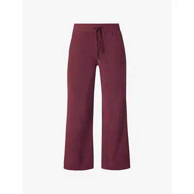 Sweaty Betty Womens Garnet Red Explorer Side-stripe Wide-leg High-rise Stretch-woven Trousers Xs In Purple