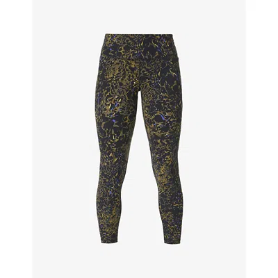 Sweaty Betty Womens Green Melting Print Power 7/8 Workout Leggings In Multi