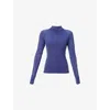 Sweaty Betty Womens Infinity High-neck Wool-blend Top Indigo Blue In Indigo Blue
